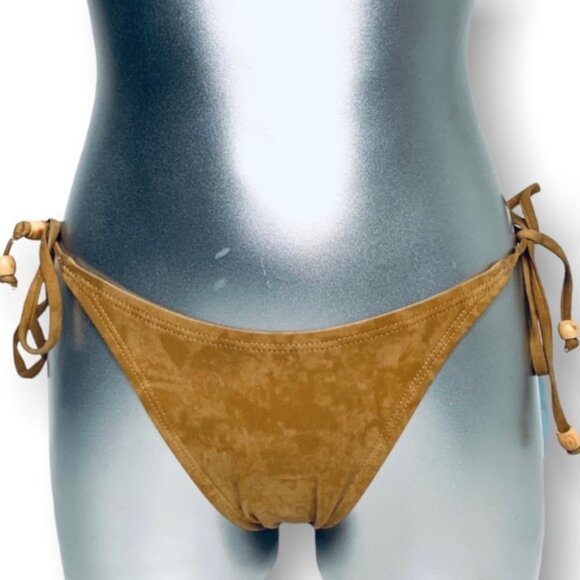 NWT SUNSET BEACH BIKINI BOTTOM NEW W TAGS FAUX SUEDE  WOMEN SIZE XS MEDIUM - Picture 1 of 7